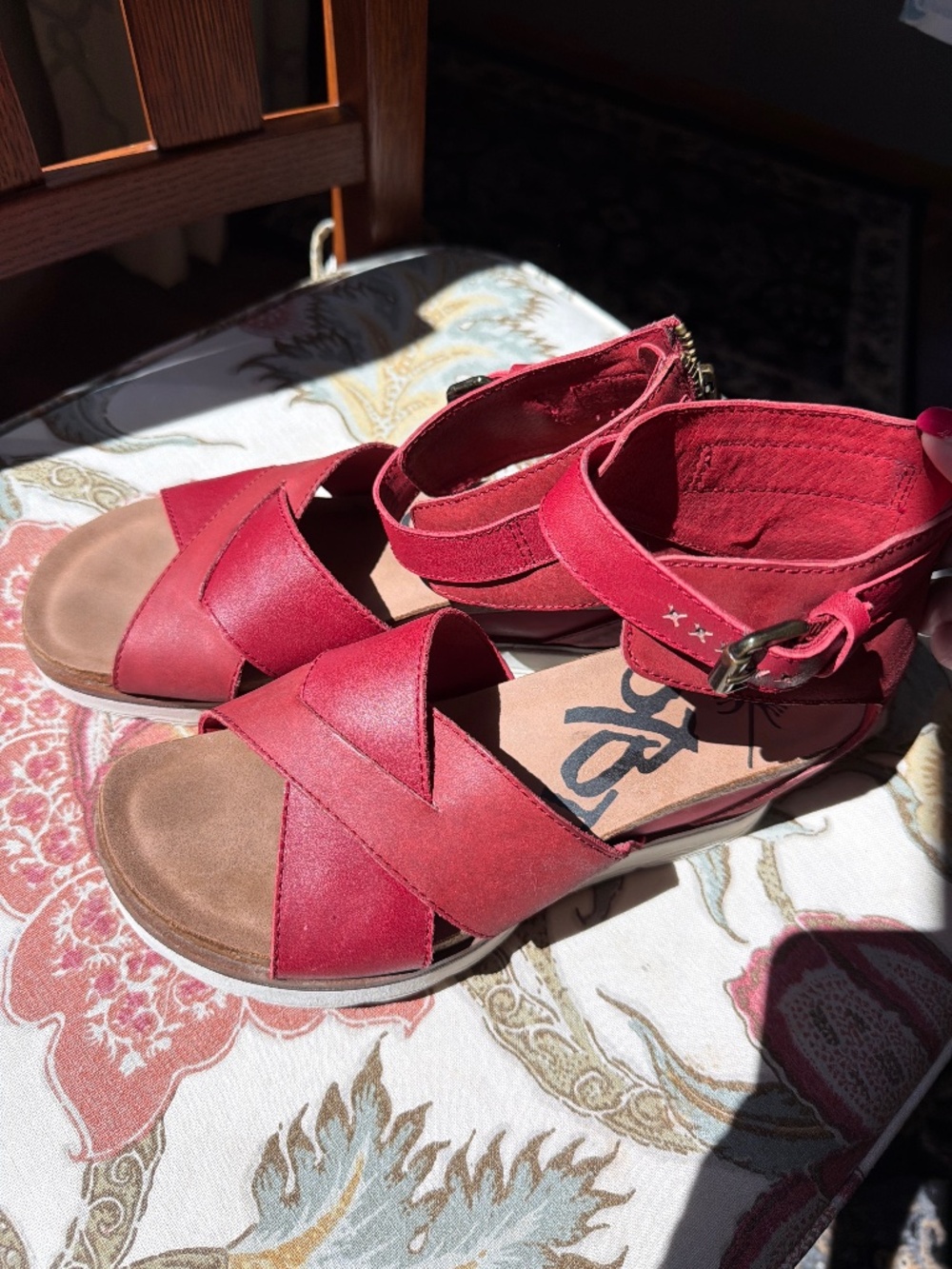 Adorable red wedge sandal